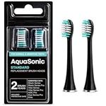 AquaSonic Standard Replacement Brush Heads | for Normal & Sensitive Teeth | Compatible with Many AquaSonic Toothbrush Handles (2 Pack Black)