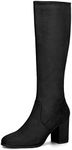 Allegra K Women's Side Zipper Chunky Heel Knee High Boots Black 5 UK/Label Size 7 US