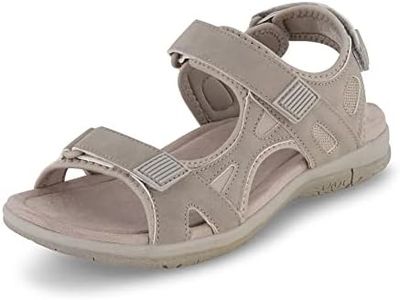 CUSHIONAIRE Women's Pace comfort footbed outdoor sandal with adjustable straps and +Memory Foam, Wide Widths Available, Grey 6