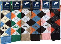 Rozgul 6 Pairs Women's/Ladies knee High Horse Design Argyle Rich Cotton Equestrian Riding Boot Socks,Uk Size 4-7