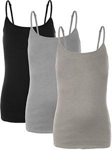 Emmalise PreTeen Training Bra Camisole Wireless Built in Fabric Support Cami (3Pk Blk, H Gray, Oat, Small, 80-100 lbs)