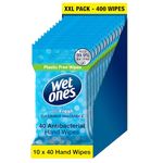 WET ONES - Be Fresh, Plastic Free Antibacterial Biodegradable Hand Wipes, 400 Total - 10 packs x 40 wipes