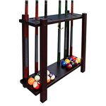 Hathaway Classic Floor Billiard Pool Cue Rack, Mahogany