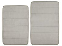 Home Beyond & HB design - 2-Piece Memory Foam Bath Mat Rug - Absorbent Non-Slip Bathroom Rug - (16"x24" Plus 18"x28", Beige)