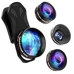 Selvim Phone Camera Lens Kits, Upgrade 4 in 1 Phone Lens: 235° Fisheye Lens, 25X Macro Lens, 0.62X Wide Angle Lens, Kaleidoscope lens, Compatible for iPhone 11 12 8 7 6 Plus X XS XR Samsung Android