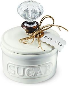 Mud Pie Door Knob Sugar Bowl, White 5.85H X 6.7L X 6.35W