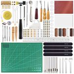 KUUQA 58 Pcs Leather Craft Tools DIY Leather Sewing Tools for Hand Sewing Stitching Leather Craft DIY Tool