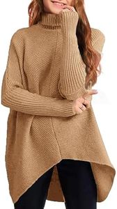 Girls Fall Winter Sweaters Dress Oversized Turtleneck Long Sleeve Casual Knit Jumper High Low Dresses Tops Outfits