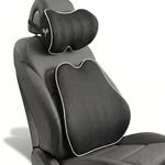Grin Health Premium Car Seat Cushions Combo | Full Lumbar Support Cushion & Neck Rest | Ergonomic Cushions for Car, Driving, Office & Daily Commutes | Posture Correction | Universal Fit, Black