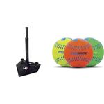 Franklin Sports MLB 3 Position Black Tee to-Go & Pro Brite Neon Rubber Teeballs (3 Pack)