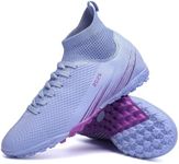 Biayvisas Soccer Cleats for Mens Womens Turf Soccer Shoes Indoor Footall Cleats High Ankle TF AG FG Football Boots Wide Training Sneaker (USW_2501 Zi TF_43)