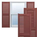 Ekena Millwork Lifetime Vinyl LL1S14X03600RD Standard Cathedral Top Center Mullion, Open Louver Vinyl Shutters, w/Installation Shutter-Lok's & Matching Screws (Per Pair), 14 1/2"W x 36"H, Burgundy Red