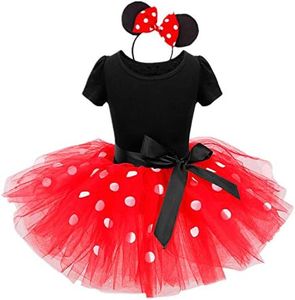 Nileafes Girls Princess Mini Mouse Costume Toddler Birthday Party Fancy Dress Up (1-2 Years,Red)