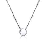 925 Silver Necklace Tiny Dot Dainty Round Circle Pendant Chain Italian Sterling Silver Disc Choker Necklace Women