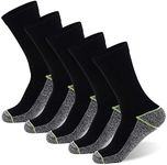 Mens Socks Copper Added 5 Pairs, Moisture Wicking Cushioned Crew Socks, Breathable Cotton Socks, Anti-Blister Black Sports Socks Multipack for Daily Wear Running Work Walking Cycling Hiking Green