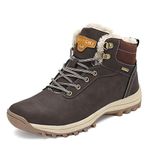 Mens Womens Winter Warm Snow Boots Slip On Waterproof Outdoor Casual Walking Hiking Shoes Brown 10.5 Women/8.5 Men