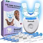 Somall Teeth Whitening Kit - 2024 Newest The Smart Teeth Whitening LED Light System,35% Carbamide Peroxide, (3) 3ml Gel Syringes, (1) Remineralization Desensitizing Gel, and Tray.