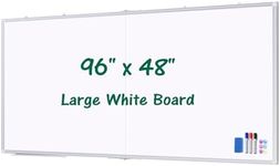 White Board 96 x 48, Large Magnetic Dry Erase Board for Wall, Foldable Giant Whiteboard Aluminum Frame, 8' X 4' Wall-Mounted Pen Board with Long Marker Tray for School, Classroom, Office
