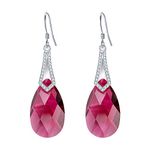 EleQueen 925 Sterling Silver CZ Teardrop Bridal Hook Dangle Earrings Fuchsia Adorned with Austrian Crystals, Valentine's Day/Mother's Day/Christmas Jewerly Gift for Wife/Mom