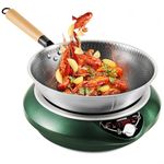 GastroGear 1700W Electric Induction Wok, Concave Induction Cooktop with Wok Fast & Even Heating with Large Coil, 17 Level Setting Electric Induction Stove Countertop Burner Induction Hot Plate