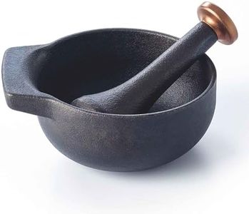 Alva Nori Cast Iron Mortar and Pestle Set Non Toxic Spice Grinder Food Grinder 4.3" PFAS, PFOA & PFTE Free, Nonstick Masher Kitchen Tools, Manual Grinder for Spices, Mexican Cooking Tools