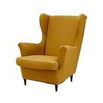 Highdi Wingback Chair Covers 2 Piece Stretch Wing Chair Slipcover, Solid Color Washable Spandex Fabric Sofa Cover Furniture Protector for Armchair Chairs Hotel Living Room Bedroom (Turmeric)