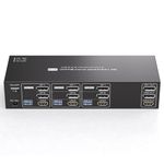 TJCXELE 8K60Hz HDMI+Displayport KVM Switch 3 Monitors 3 Computers USB 3.0 Triple Monitor KVM Switches 4K144Hz for 3 Computers Share 3 monitors and 4 USB Devices with Remote Control & 3 USB 3.0 Cables