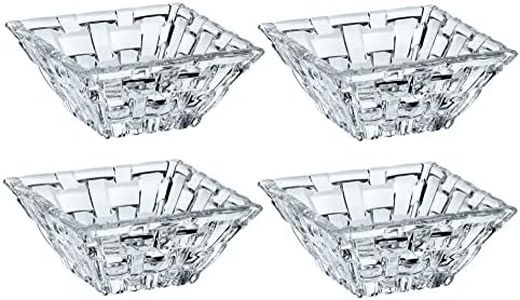 Nachtmann Bossa Nova Collection Dip Bowl Set of 4, Square, 3-Inch, Bowl for Dipping Sauce, Snacks, and Nuts, Chip and Dip Dish, Crystal Clear Glass, Dishwasher Safe