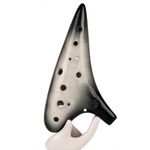 ZETONG Ceramic Ocarina 12 Hole Alto C Crackle Pattern Ocarina with Text Book and Protective Bag, Perfect for Beginners and Professional Performance (Crack Gradient Black)