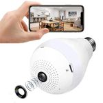 EYETECH 360 Bulb Wireless IP WiFi Camera,Fish Eye 360 Degree Panoramic Mini Lamp IR CCTV Home Security Bulb Wireless Camera