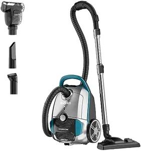 Eureka Canister Lightweight Vacuum Cleaner for Carpets and Hard Floors, NEN170 with hepa Filter and 4 Bags, Silver with Green