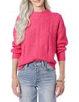 Amazon Essentials Women's Soft-Touch Modern Cable Crewneck Sweater (Available in Plus Size), Hot Pink, M