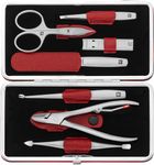 Henckels Twinox Manicure Set Dauphine Red- Z Comp. 7 Pieces- Combs- Nail Cleaner- Tweezers- Nn- File- Di- I