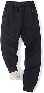 Gihuo Men Sweatpants Sherpa Fleece Lined Sweatpants Winter Thermal Active Outdoor Sports Track Jogger Pants(Black-M)