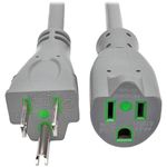 Tripp Lite 6ft Hospital Medical Power Extension Cord 5-15P HG 5-15R HG 120V 15A Gray 6' (P024-006-GY-HG)