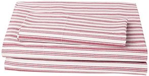 Nautica - Full Sheets, Cotton Percale Bedding Set, Casual Home Decor, Dorm Room Essentials (Coleridge Stripe Red, Full)