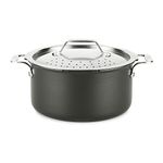 All-Clad HA1 Hard Anodized Nonstick Stockpot, Multi-Pot with Strainer 6 Quart Oven Broiler Safe 500F Strainer, Pasta Strainer with Handle, Pots and Pans Black