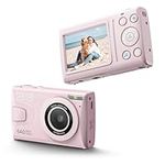 4K Digital Camera for Photography Autofocus 64MP Vlogging Camera for YouTube with 18X Zoom, 2.4'' Small Compact Video Camera with Flash, SD Card & 2 Batteries for Student Children Teens Pink