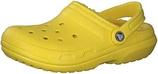 Crocs unisex-adult Classic Lined Clog, Lemon/Lemon, 8 Women/6 Men