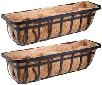 BestNest 2 Pack of Panacea 88558 Black Flat Iron Series Planter Boxes, 36" L