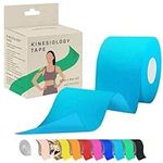 Kinesiology Tape 5m Roll [2024 Edition] - Sports and Medical Tape for Joint and Muscle Support, Multipurpose KT Tape, Body Tape, Boob Tape, Physio Tape, Sports Tape, Trans Tape, Athletic - Light Blue