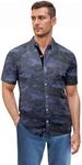 ETHANOL Men Classic Slim Fit Woven Short Sleeve Wrinkle Resistant Print Shirt MSTL46568 NVYCMO NAVYCA L