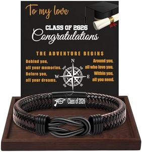 College Graduation Gifts for Him, Graduation Gifts for Boyfriend Leather Bracelets for Men High School Grad Gift for Him Infinity Knot Black Bracelet for Son Grandson Love Boyfriend Gift Set