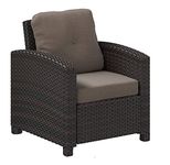 DEVOKO 1 Piece Outdoor Patio Furniture Set Waterproof HDPE Wicker Rattan Sofa Chairs with Beige Cushions, Perfect for Porch, Deck, and Poolside Relaxation