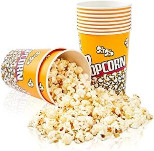 RAYMEA Popcorn Buckets Disposable 32oz Retro Style Paper Leak Proof Popcorn Containers Popcorn Bowls for Family Movie Night & Party - 10 Pac