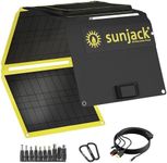 SunJack 60 Watt Foldable Weatherproof ETFE Monocrystalline Portable Solar Panel with DC/USB QC3.0/Type-C for Cell Phones, Laptops and Power Stations for Backpacking, Camping, Hiking and More