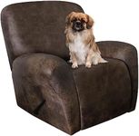 ANARACHON Leather Like Recliner Chair Covers Heavy Duty, 4 Pieces Lazy Boy Recliner Cover for Recliner Chair, Leather Cover for Recliner slipcovers Washable for Pets (Dark Brown)