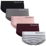 Reebok Womens Seamless Hipster Panties 5-Pack, Size Small, Grey/Pink/Black