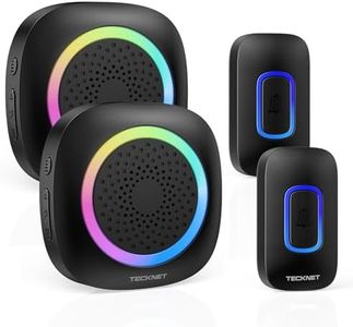 TECKNET Wireless Doorbell, Battery Powered Doorbell with RGB Light, IP66 Waterproof Portable Cordless Door Chime Kit, 1300 Feet Wireless Range, 60 Chimes & 5 Level Volume with 4.5 Year Battery Life