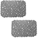 Echehi 2 Pack Sink Protector Mat, 40 x 30 cm DIY Cut Sink Protector for Kitchen Stainless Steel Sink, Fast Draining Mat Sink Protector for Dishes and Glassware. Gray